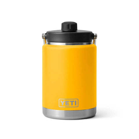Yellow Rambler Half Gallon Jug With MagCap Vacuum Insulated Stainless Steel No Sweat Design Charcoal Finish