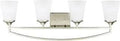 Four Light Wall Bath Fixture In Burnt Sienna With Satin Etched Glass Shades For A Dope Modern Bathroom Look, Energy Star Qualified
