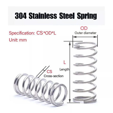 Customizable 304 Stainless Steel Compression Springs With Two To Four Millimeter Wire Diameter And Twelve To Forty Millimeter Outer Diameter