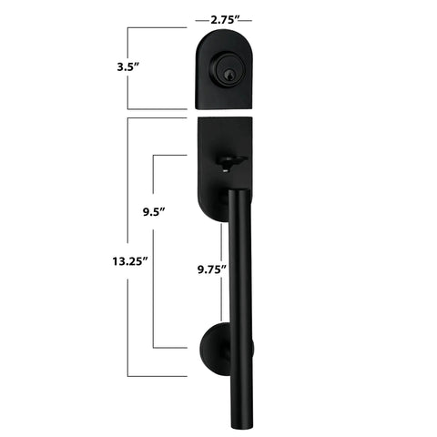 Heavy Duty Black Front Door Handle Set With Round Lever And Single Cylinder Deadbolt, Iron Black Finish, Built To Last, Modern Sleek Exterior Lock Set For Residential And Commercial Use, 9.5 Inch Center To Center