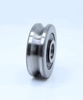 Workhorse Grade V Groove Sealed Ball Bearing 8x28x8mm Pulley Wheel Roller with a shiny metal finish, ideal for conveyor systems.