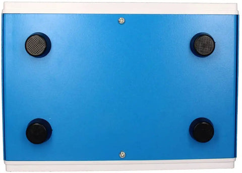Built Tough Abs Plastic Electronic Junction Box Featuring Dust Resistant Panels And Zero Hassle Interior Routing For Diy Circuit Assemblies And Wire Management Seven By Five Inch Blue Model back view showing four grommets.