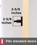 Side view showing Halifax Door Lever Handle With Iron Black Finish For Hallways And Closets, 2-5/8 inches dimensions on standard door.
