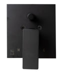 HomeStock Black Matte Shower Faucet System with Pressure Balance Valve single lever handle close-up view.