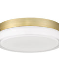 Close To Ceiling LED Flush Mount Light 18W 3000K Warm White With Thick Glass Shade In Brass Finish For Bedroom Living Room Kitchen 12 Inch Fixture Sleek Dope Modern Style