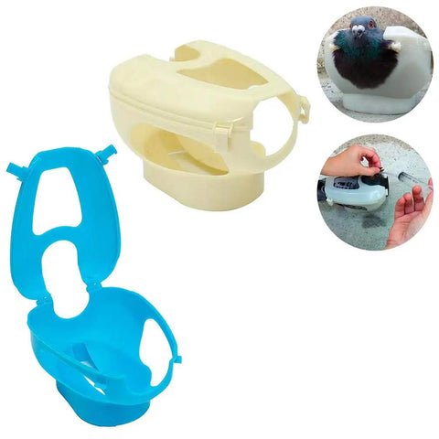 Racing Pigeon Holder With Thickened Carrier Support And Easy Mounting Bracket shown in cream and blue colors