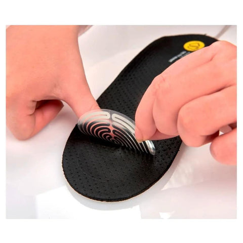 Therm-ic heating elements (1 pair) being attached to a black perforated insole