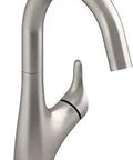 Rival Bar Sink Faucet With Arched Swing Spout 154 Degree Reach 7.75 Inch Spout 1.5 GPM Flow Temperature Memory Vibrant Stainless Finish
