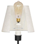 Industrial Metal Table Lamp Set Of 2 With Dual USB Ports And Linen Shade Modern Nightstand Lighting For Bedroom Living Room And Study Easy Device Charging While You Relax, showing close-up of bulb and linen shade.