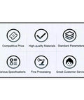 Icons highlighting features: Competitive Price, High-quality Materials, Standard Parameters, Various Specifications, Fine Processing, Great Customer Service.