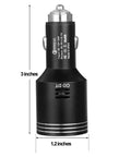 Front view of Dual USB Car Charger With Quick Charge 3.0, 2 USB Ports, In Car Carbon Monoxide Alarm With LCD Display, Black
