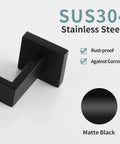 Matte Black Towel Hooks For Bathrooms Wall Mounted 304 Stainless Steel Heavy Duty Coat And Shower Hooks 2 Pack Rustproof