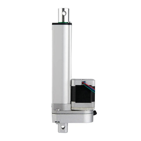Rock Solid Dc Linear Actuator With Nema17 Stepper Motor 200Mm To 400Mm Electric Push Rod side view showing motor and actuator.