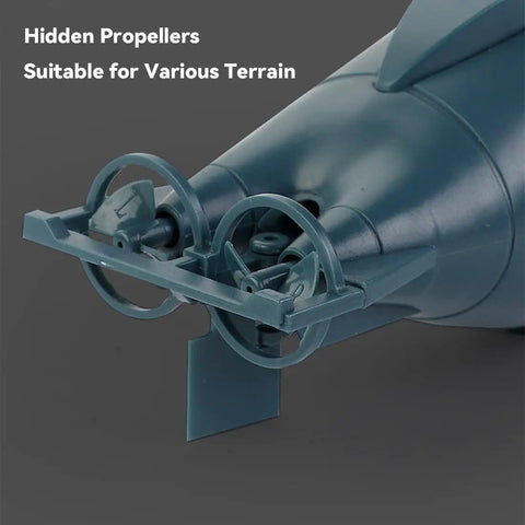 Close-up of hidden propellers on Six Channel Waterproof RC Submarine For Pools And Lakes With Surface Dive Modes Realistic Underwater Action