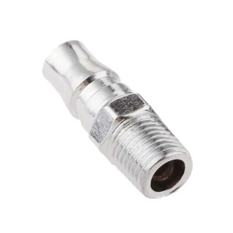 One Quarter Inch BSP Air Quick Release Male Coupler, zinc plated, spring loaded, for air hoses and compressor tools, side view
