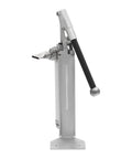 Heavy Duty Manual Loading Paste Pump With 15 Inch Handle and Stable Aluminum L Base For Thick Liquids, side view of pump.