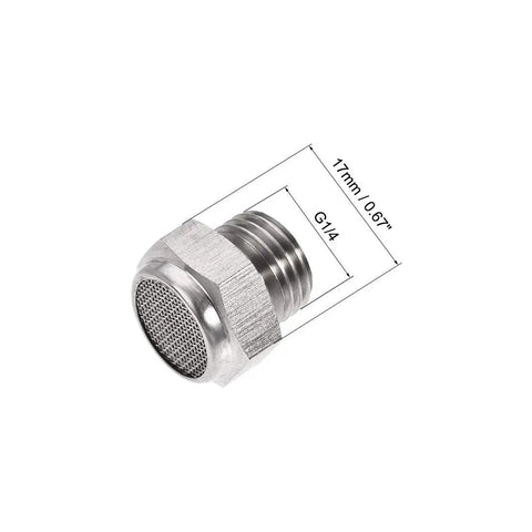 Stainless Steel Exhaust Muffler Set For Pneumatic Systems, G1 Quarter Male Thread Flat Silencer With Strainer, 17mm length view