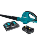 Badass 36V Cordless Leaf Blower Kit Cracks Yard Mess With Two 18V Batteries showing blower, two batteries, and charger for outdoor cleanup.