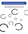 65Mn Spring Steel Snap Ring Set For Hole Sizes 4Mm Through 20Mm Round Wire Bearing Stop Rings Assortment Kit 180 Pcs Phosphated Finish For Tough Corrosion Resistant Fit Easy Axial Fixation Circlips displayed in various sizes.