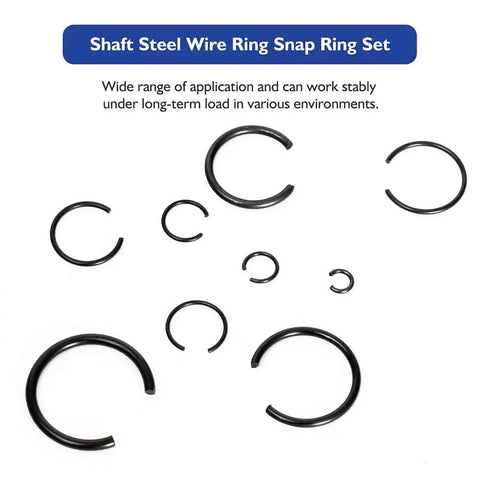 65Mn Spring Steel Snap Ring Set For Hole Sizes 4Mm Through 20Mm Round Wire Bearing Stop Rings Assortment Kit 180 Pcs Phosphated Finish For Tough Corrosion Resistant Fit Easy Axial Fixation Circlips displayed in various sizes.