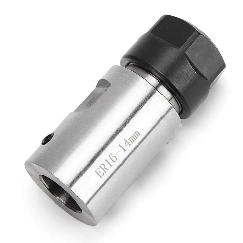 Close-up of 14mm Collet Chuck Tool Holder C20 ER16 for lathes, drilling machines, and milling machines with visible ER16 marking.