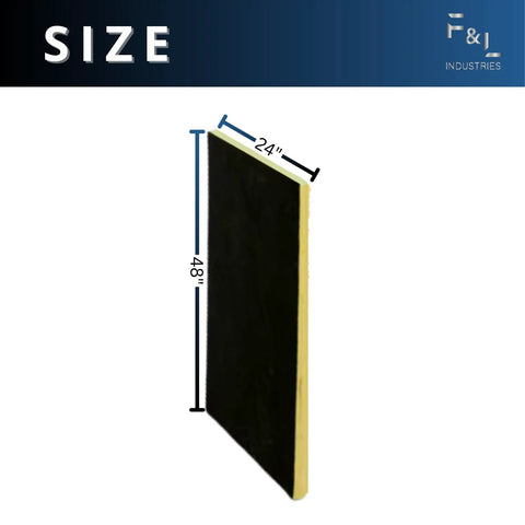 Pro Level R6 Fiberglass Acoustic Insulation Boards For Drywall And Ceilings One Point Five Inch Thick by Twenty Four by Forty Eight Inch side view with dimensions.