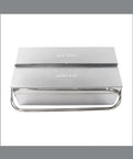 Heavy Duty Folding Stainless Steel Toolbox With Slick Pull Out Drawers And Hardened Steel Carry Handle Dang Tough Compact Gear Case No Bull, top view.