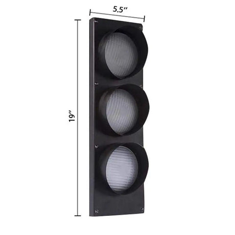Remote Control Traffic Light Wall Lamp Triple Light 19 Inch Tall Industrial Retro Dope Sconce LED Bulbs Included Black Finish