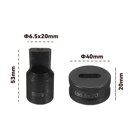 Hydraulic Oval Hole Punch Die For Metal Sheets 10x25mm, shown with dimensions, for steel, copper, and aluminum applications.