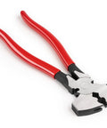 10-1/2 Inch Fencing Pliers With Staple And Nail Puller And Wire Splicer For Fence Installations, red rugged grip, alloy build