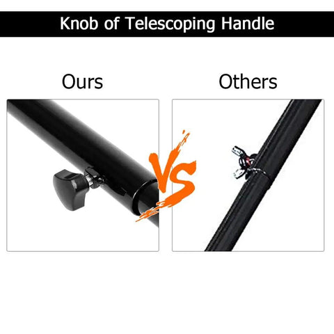 Comparison of telescoping handle knobs for Heavy Duty 24 Inch Rolling Magnetic Pickup Sweeper adjustable feature.