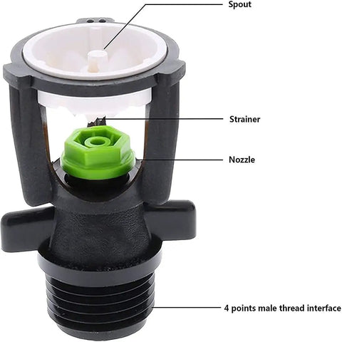 One Half Inch Male Thread Rotating Sprinklers Mini Wobbler Irrigation Water Spray Nozzles Five Pack ABS Plastic Garden Sprinklers