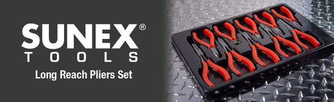 7 Piece Long Reach Pliers Set With Non Slip Comfort Grips And Red Handles For Grabbing In Tight Spots And Reaching Hidden Angles In The Garage Or Home Built Tough With Durable Steel