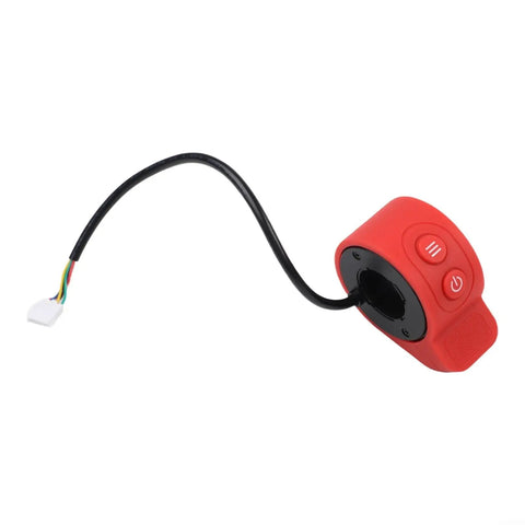 Thumb Throttle Accelerator For HX6 Pro Electric Scooter Replacement Controller Switch Handle Grip In Durable ABS Plastic Upgrade With 5 Pin Red Connector The Go To Upgrade For X6 And Other Popular Models, showing red handle grip and black cable