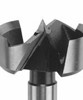 Close-up of Top Shelf Quarter Inch Forstner Bit, heavy duty chrome alloy steel, designed for clean flat bottom wood holes.