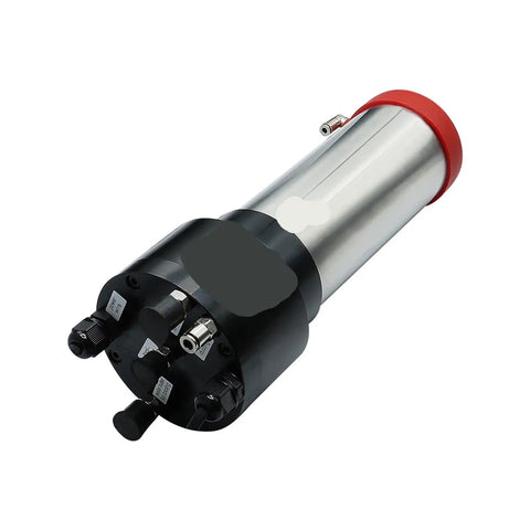 Heavy Duty ISO20 Water Cooled Atc Spindle Workhorse For Cnc Router And Mill 1.5Kw Motor top view with connectors and cooling ports.