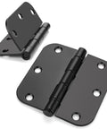 24 Pack Matte Black Interior Door Hinges No Squeak 3.5 Inch Rounded Corner With Five Eighths Radius And Removable Pin