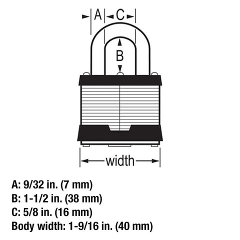 Diagram of Outdoor Padlock With Key For Gates And Fences Sheds Garages And Tool Boxes Built Tough As Nails With Hardened Steel Shackle