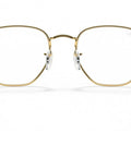 Front view of Dope Hexagonal Unisex Sunglasses With Legend Gold Frame And Clear Blue Light Filter Lenses 51mm Lightweight Polycarbonate For All Day Comfort And Everyday Style