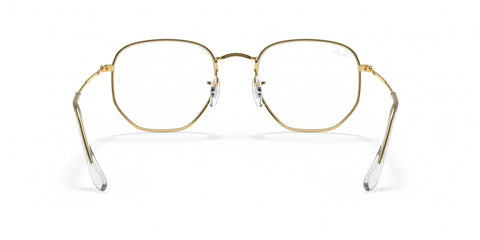 Front view of Dope Hexagonal Unisex Sunglasses With Legend Gold Frame And Clear Blue Light Filter Lenses 51mm Lightweight Polycarbonate For All Day Comfort And Everyday Style