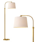 62 Inch Tall Arc Floor Lamp With Antique Brass Shade Lantern Industrial Gold Finish Mid Century Modern Reading Light