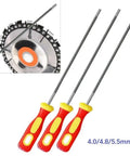 Three Round Chainsaw File Kit For Sharpening Chains, Includes 4mm 4.8mm And 5.5mm High Carbon Steel Files with plastic handles