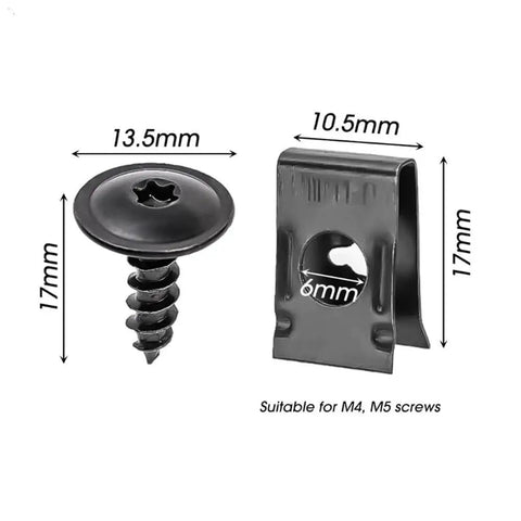 Self Tapping Screws For Auto Sheet Metal, U Type Clip Fasteners With Screws, Easy Install Car And Motorcycle Hardware Kit