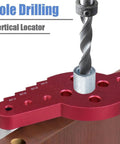 Premium Aluminum Pocket Hole Jig For Woodworking, 2 In One Doweling Locator with drill bit inserted, close-up view