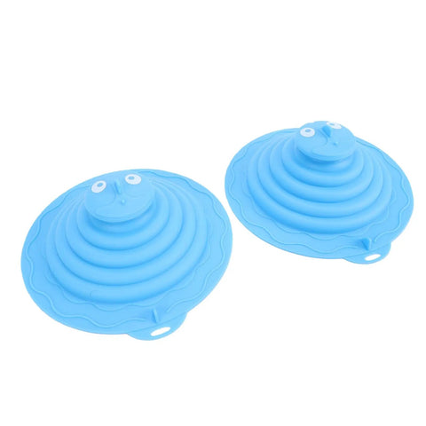 SUNGOOYUE Silicone Tub Stopper Strong Suction Seal blue silicone sink plug with playful design, ideal for kitchens and baths.