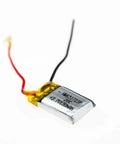 Close-up of 3.7V 150mAh LiPo Battery for Syma S107 S107G RC helicopter with wires visible, model 651723.