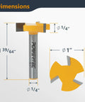 Built Different Slab Flattening Router Bit With 1/4 Shank And 1 Inch Diameter detailed dimensions and design for CNC woodworking.