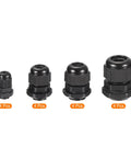 Four sizes in the 20 Piece Cable Gland Kit With Adjustable Rugged Waterproof Conduit Fittings For PG7 PG9 PG11 PG13.5