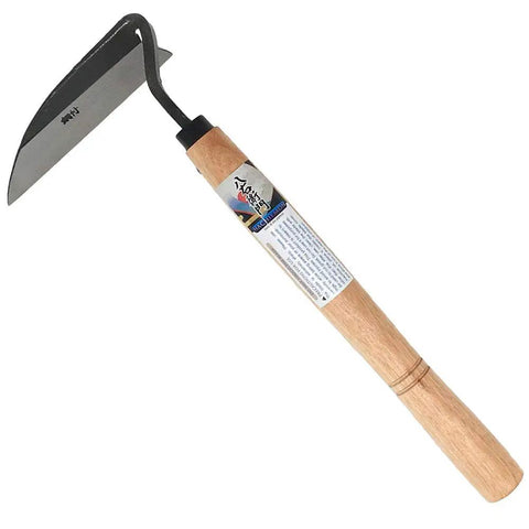 Workhorse Weeding Sickle For Precision Weed Removal In The Yard Durable Japanese Made Nejiri Gama Style Tool with wooden handle