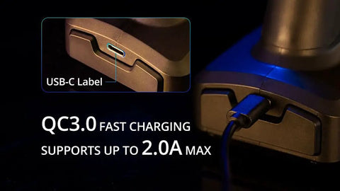 Close-up of USB-C charging port on MT12 2.4G ExpressLRS All In One 4in1 Multiprotocol Surface Radio Controller For RC Cars Boats And More